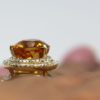 Citrine Pear Ring Double Diamond Surround - side view