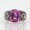 Huge Pink Sapphire Ring - Diamonds & Butterfly Accents