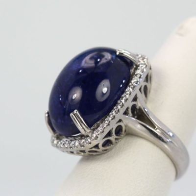 Tanzanite Cabochon High Dome Ladies Ring - right side