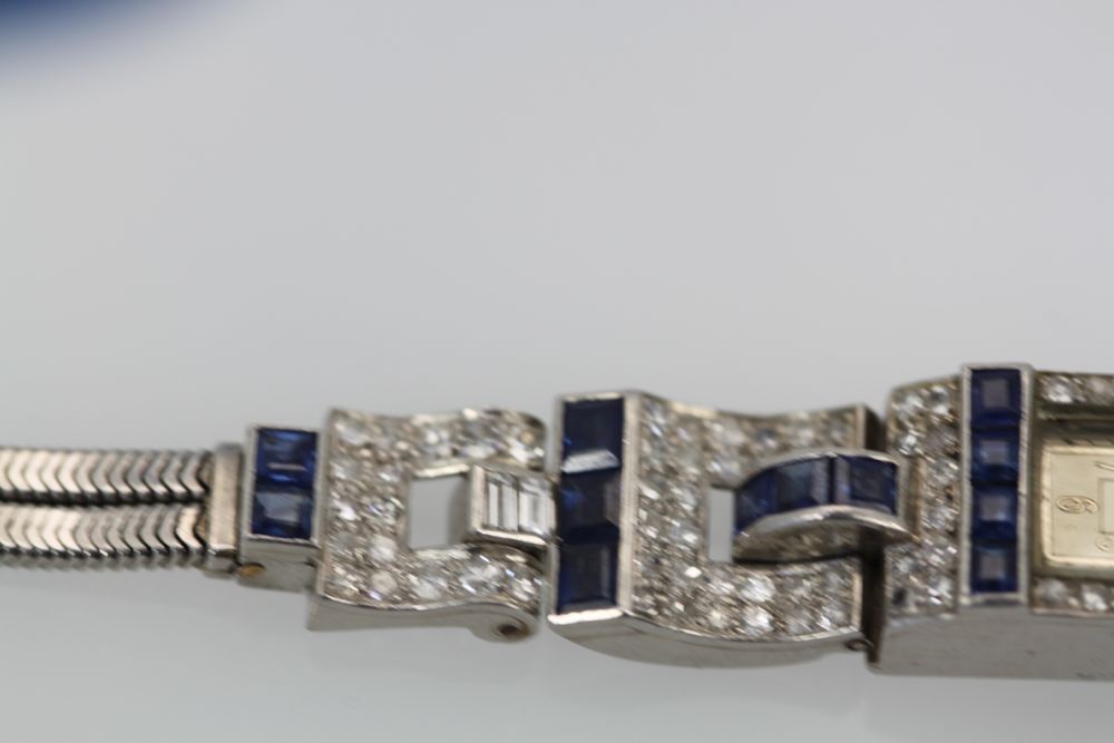 Diamond Platinum Sapphire Watch  – band