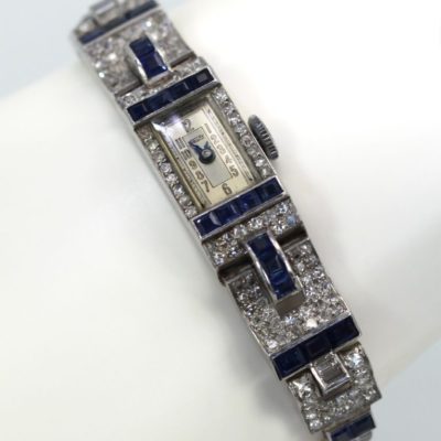 Diamond Platinum Sapphire Watch - model