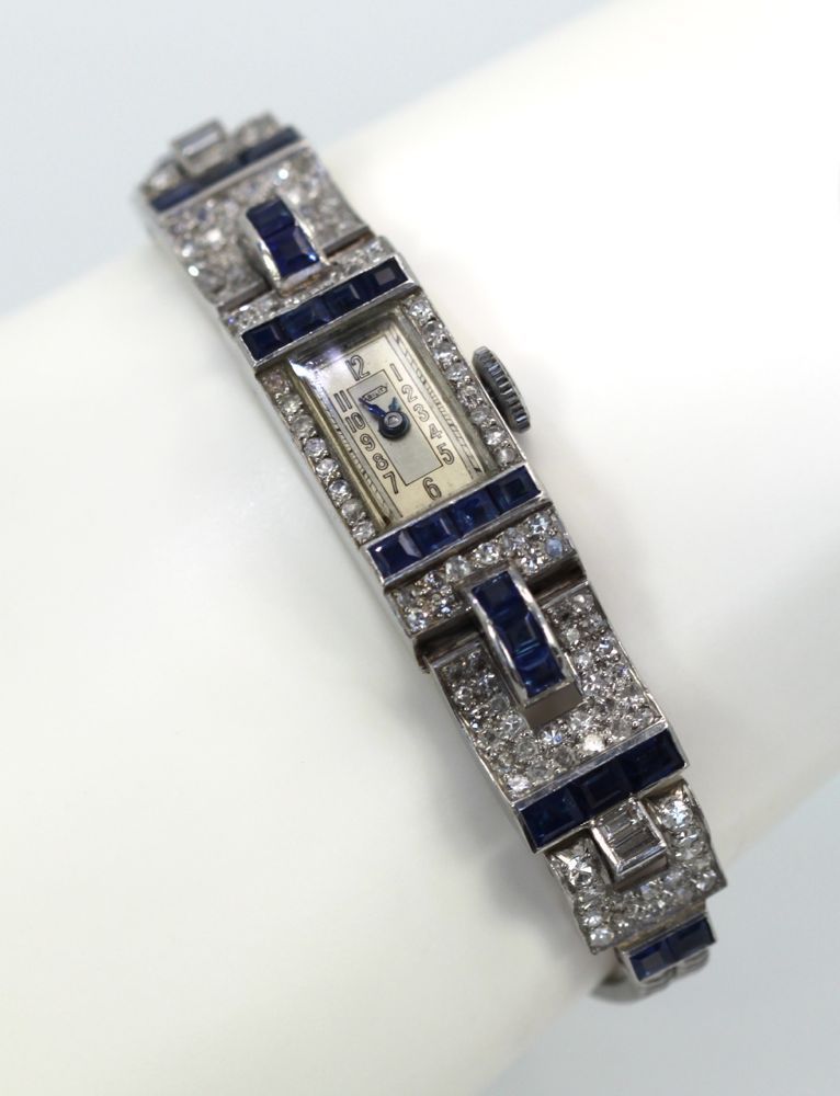 Diamond Platinum Sapphire Watch – model