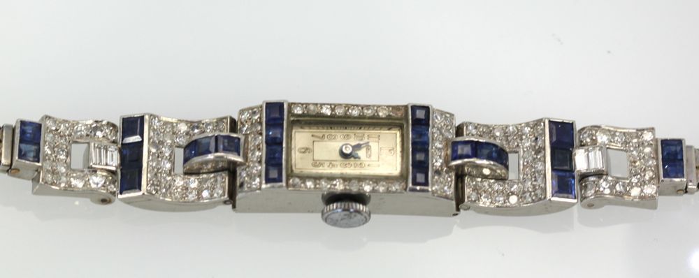 Diamond Platinum Sapphire Watch