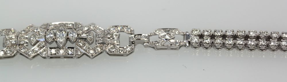 Art Deco Diamond Platinum Bracelet – with chain