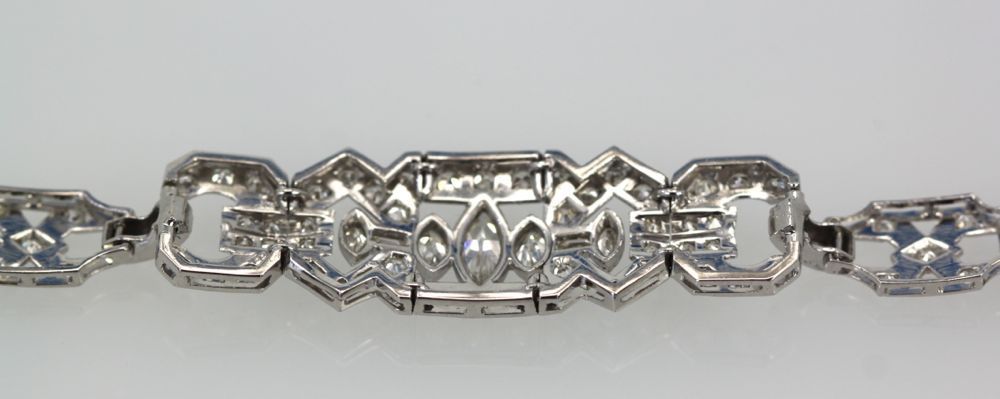 Art Deco Diamond Platinum Bracelet – back