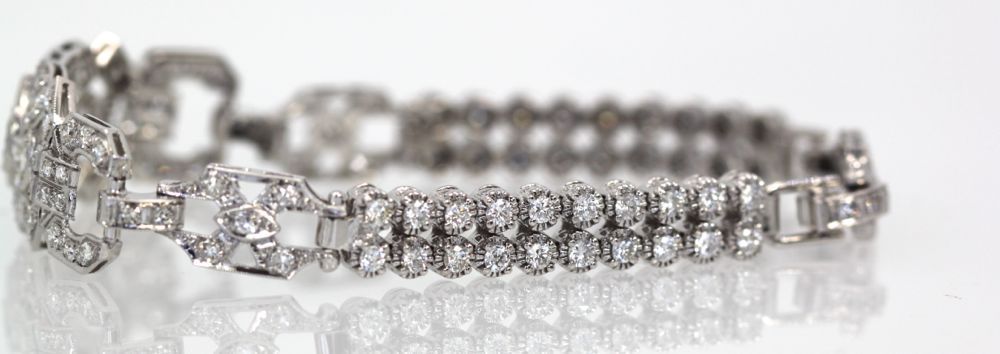 Art Deco Diamond Platinum Bracelet – side angle