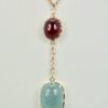 Aquamarine & Ruby Cabochon Necklace - hanging