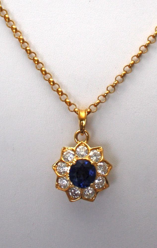 Sapphire & Diamond Pendant – close upo