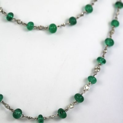 Diamond & Emerald Bead Necklace - partial