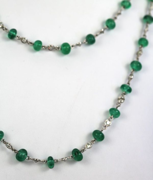 Diamond & Emerald Bead Necklace - partial