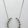 Pearl & Sapphire Good Luck Horseshoe Necklace - on chain