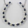 Pearl & Sapphire Good Luck Horseshoe Necklace - detail