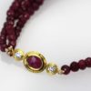 Triple Strand Ruby Bead Necklace with Diamonds - close up