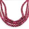 Triple Strand Ruby Bead Necklace with Diamonds - beads