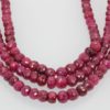 Triple Strand Ruby Bead Necklace with Diamonds - beads close up