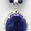 Lapis & Diamond Pendant 18K Beaded Lapis Chain - pendant