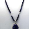 Lapis & Diamond Pendant 18K Beaded Lapis Chain - hanging