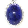 Lapis & Diamond Pendant 18K Beaded Lapis Chain - pendant detail