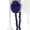 Lapis & Diamond Pendant 18K Beaded Lapis Chain - on stand