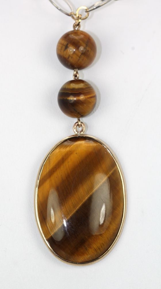 Tigers Eye Necklace 14K Beaded Chain #2