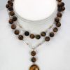 Tigers Eye Necklace 14K Beaded Chain - entire on model