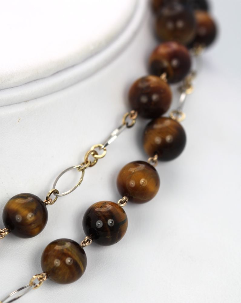 Tigers Eye Necklace 14K Beaded Chain – beads #2
