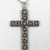 Antique Edwardian Gold & Silver Diamond Cross Pendant - close up