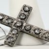 Antique Edwardian Gold & Silver Diamond Cross Pendant - against stand