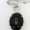 Art Deco Onyx Pendant Diamond Surround - close up