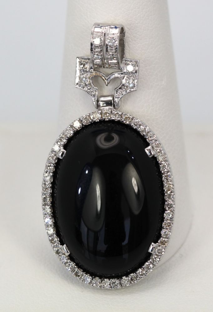 Art Deco Onyx Pendant Diamond Surround – pendant only