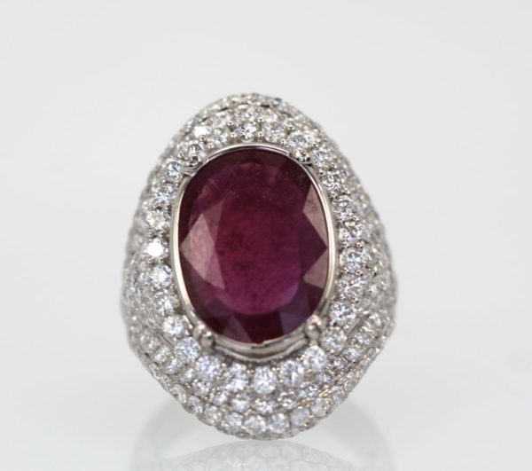 Ruby & Diamond Ring 18k White Gold