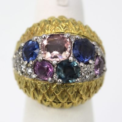 David Webb Fancy Sapphire Bombe Ring