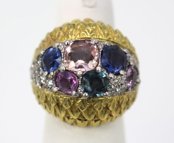 David Webb Fancy Sapphire Bombe Ring