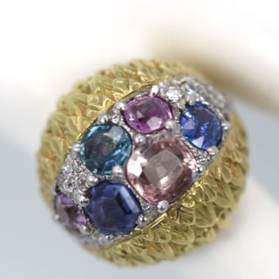 David Webb Jewelry Fancy Sapphire Bombe Ring - Cris Notti Jewels