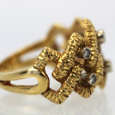 Buccellati Textured Braided 18K Band Ring W/Diamonds - right side