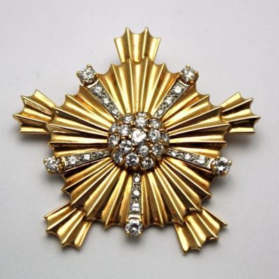 Vintage Gold Starburst Cross Pendant/Brooch