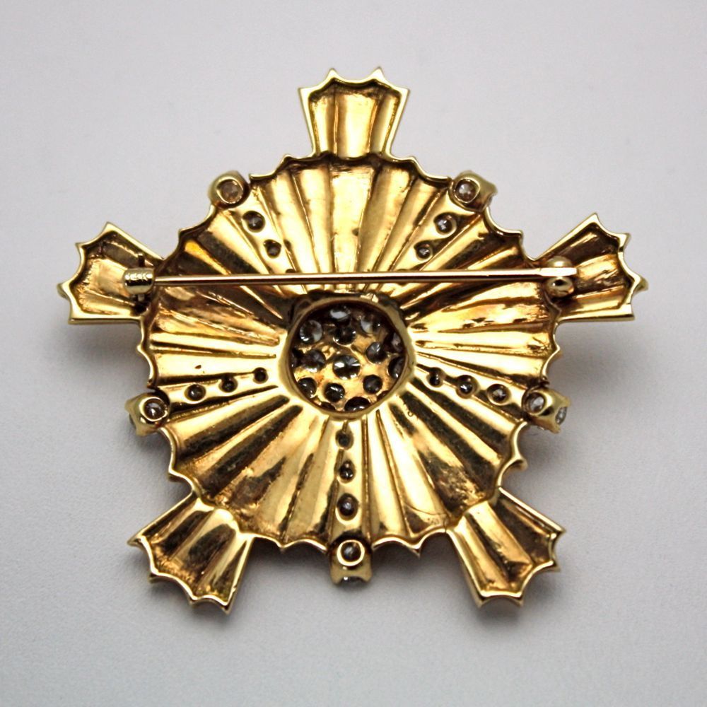 Vintage Gold Starburst Cross Pendant/Brooch – back