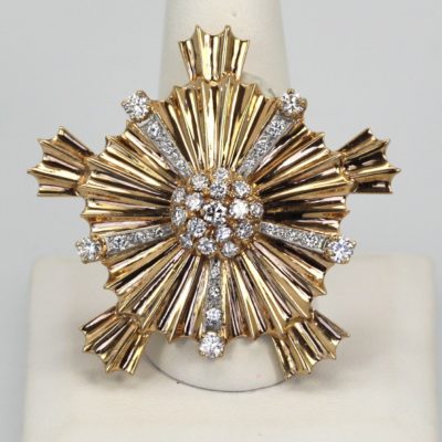 Vintage Gold Starburst Cross Pendant/Brooch - detail #2