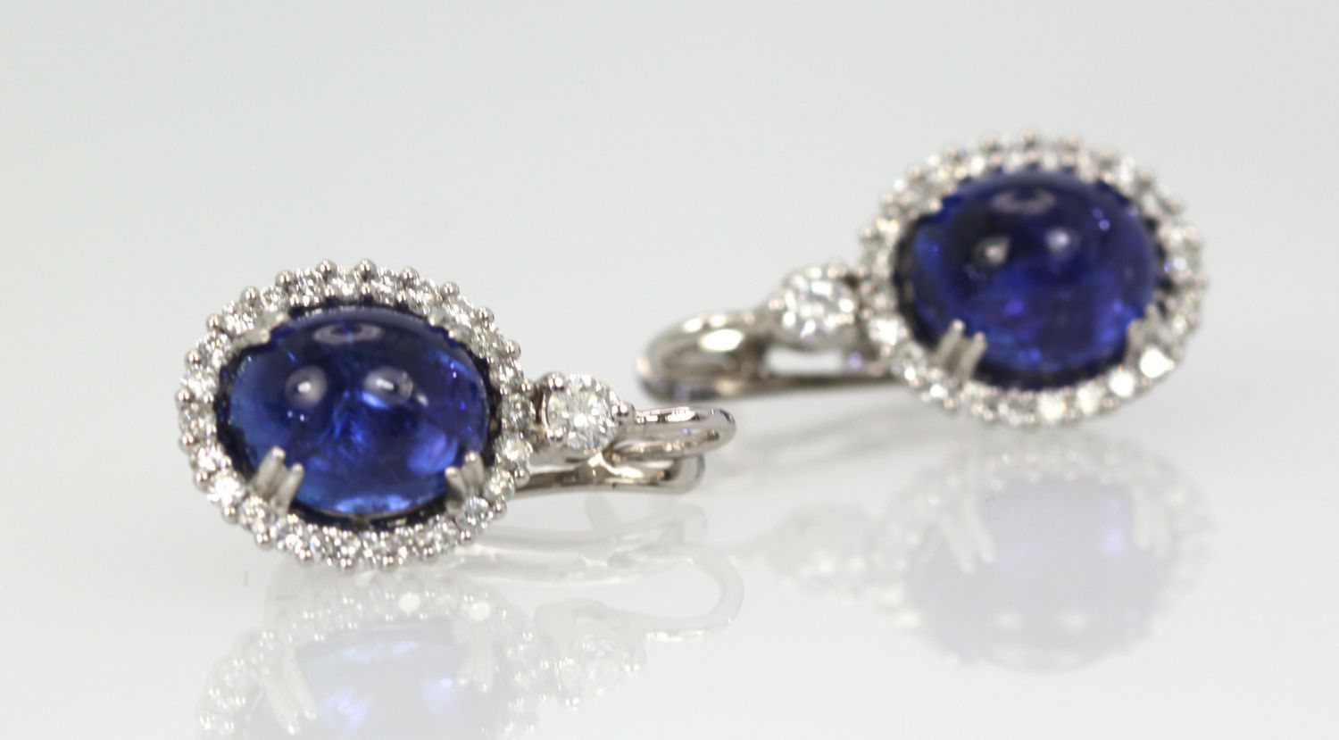 Tanzanite Cabochon Diamond Earrings – set #2
