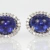 Tanzanite Cabochon Diamond Earrings - detail
