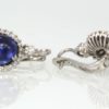 Tanzanite Cabochon Diamond Earrings - front and back