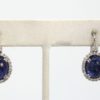 Tanzanite Cabochon Diamond Earrings - on stand