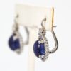 Tanzanite Cabochon Diamond Earrings - side angle