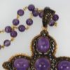 Corletto Blackened Amethyst Cross With Beaded Chain - top