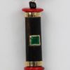 Vintage Coral, Onyx, And 18K Gold Tassel Strand Pendant section close