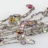 Multi Colored Sapphire & Diamond 18K White Gold Necklace 49" lying flat