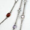 Multi Colored Sapphire & Diamond 18K White Gold Necklace 49" close up