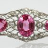 Pink Sapphire And Platinum Deco Brooch With Diamonds close up