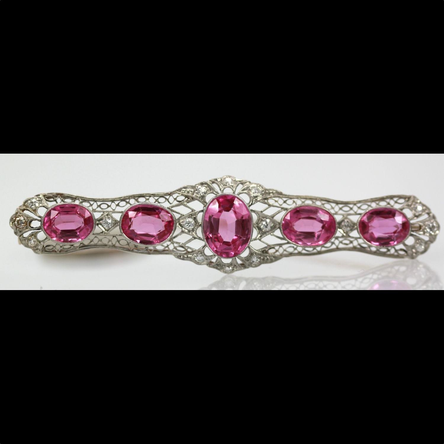 Beautiful 18K White Gold Pink Sapphire and Diamond Necklace