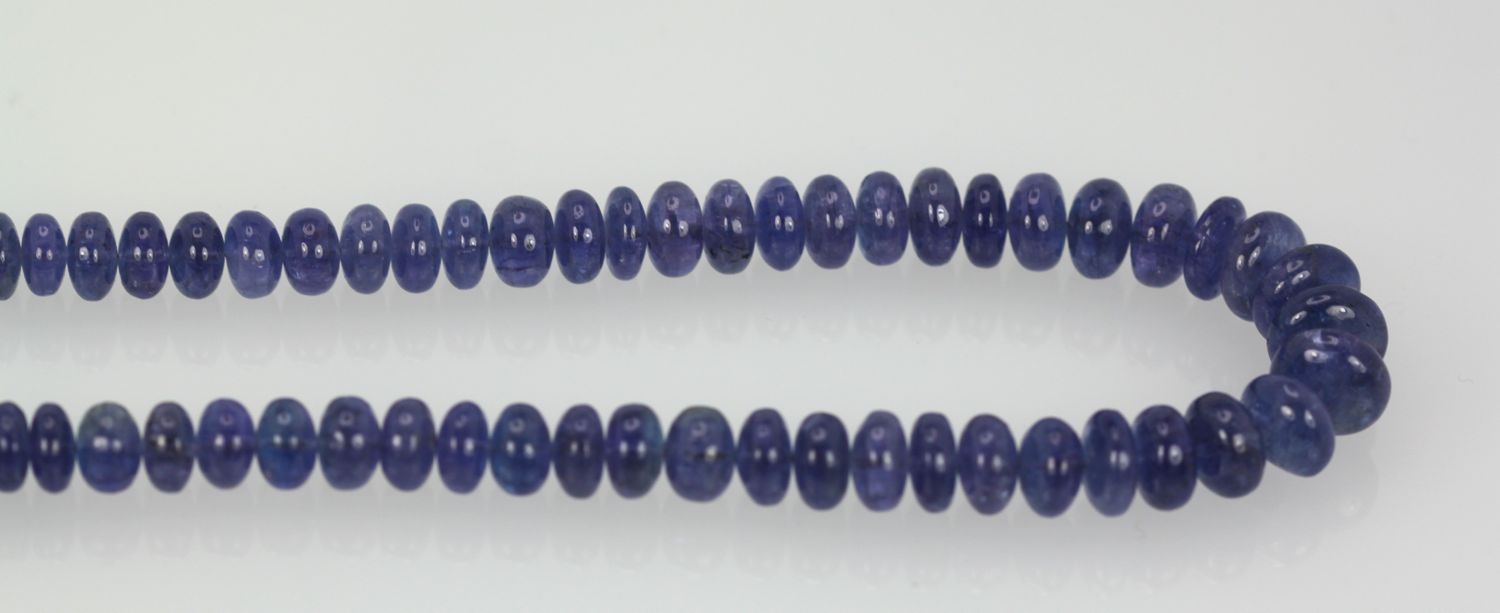 Blue Tanzanite Cabochon Beaded Necklace close up